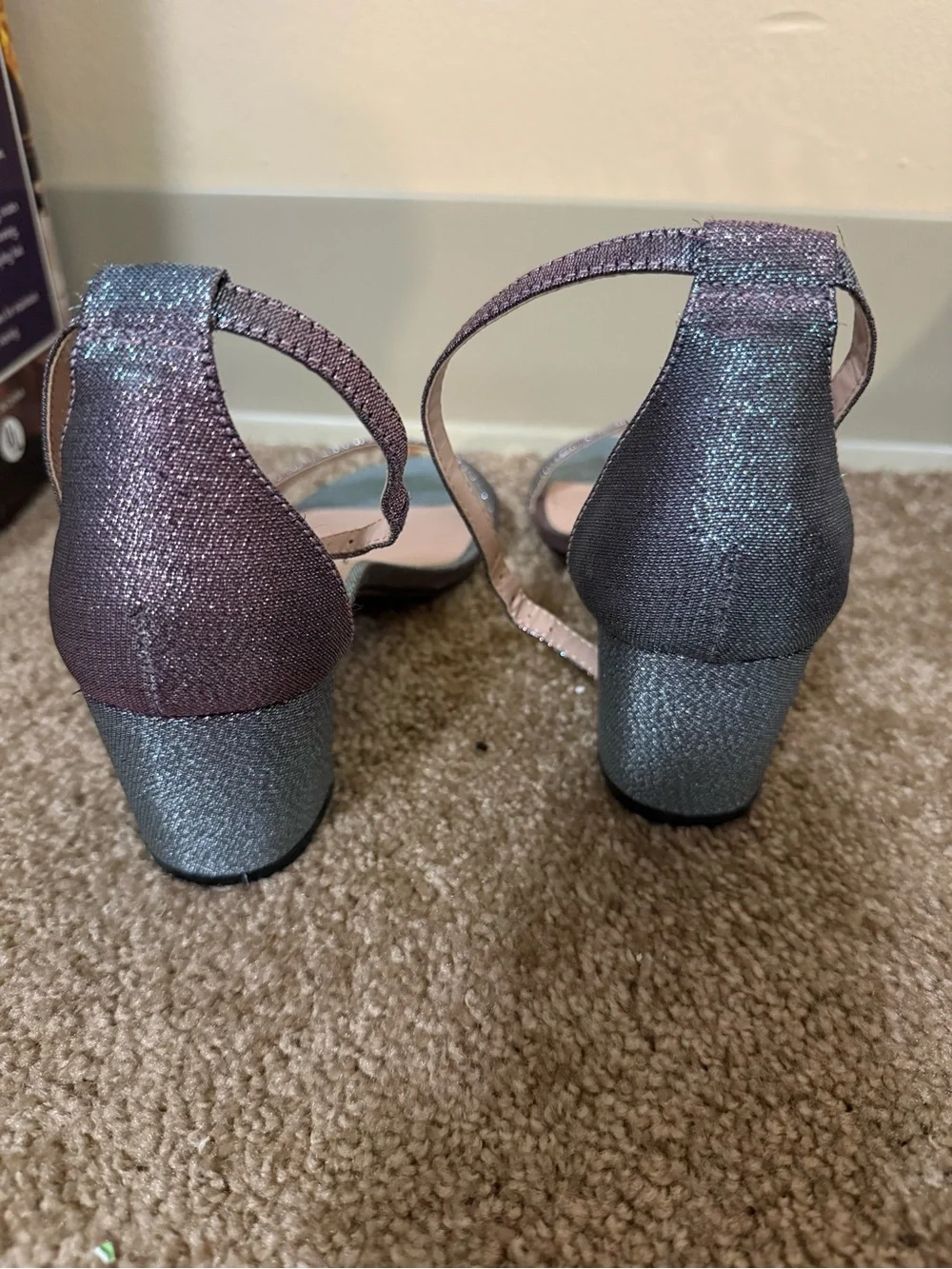 Steve Madden Iridescent Purple-Blue Open Toe Ankle Strap Sandals
